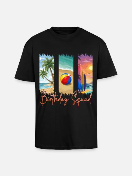 Croisière d’été sur la plage Birthday Squad - T-shirt unisexe oversize épais - noir