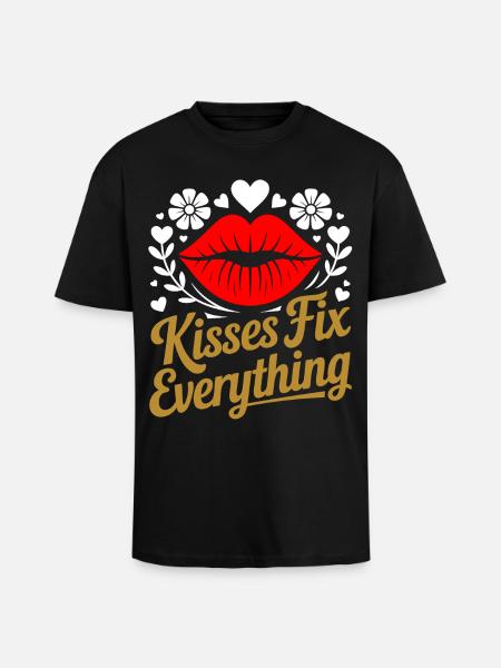 Kisses heal everything - Unisex Oversized Heavyweight T-shirt - black