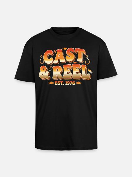 Cast Reel Est 1976 - Oversized Heavyweight Unisex T-Shirt - Schwarz