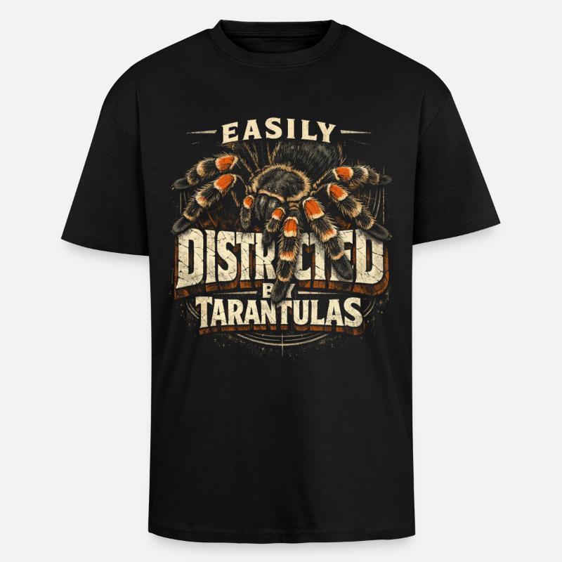 Tarantula Easily Distracted By Tarantulas - Unisex Oversized Heavyweight T-shirt - black