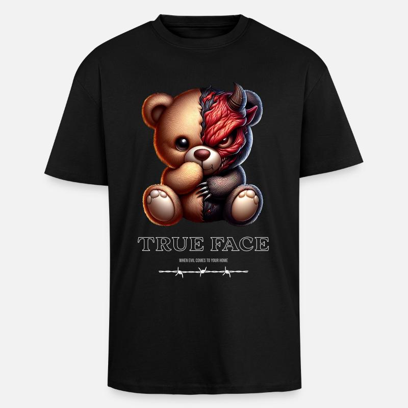Doppelgesicht Bär: süß trifft Dämonisch - Oversized Heavyweight Unisex T-Shirt - Schwarz