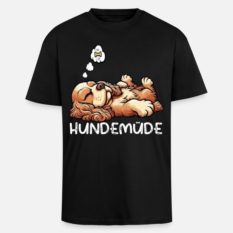 Hundemüde Cocker Spaniel Cockerhund Cockerbesitzer - Oversized Heavyweight Unisex T-Shirt - Schwarz