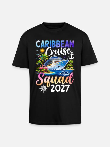 Caribbean Cruise Squad 2027 - Unisex Oversized Heavyweight T-shirt - black