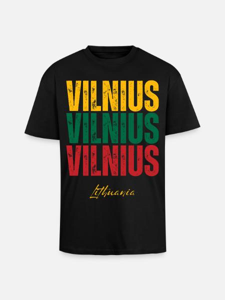 Vilnius Lithuania, I love Vilnius - Unisex Oversized Heavyweight T-shirt - black