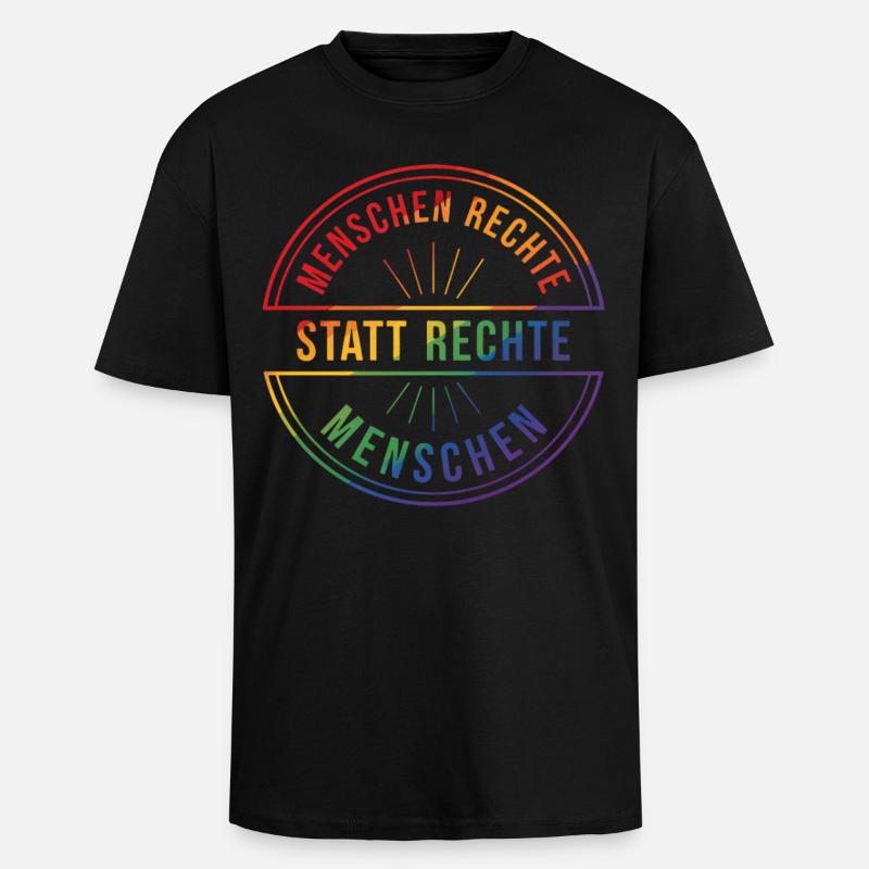 Menschenrechte Statement Pride Regenbogen - Oversized Heavyweight Unisex T-Shirt - Schwarz
