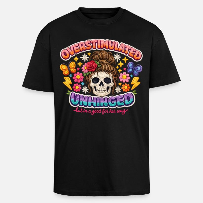 Flore crânienne surstimulée et déchaînée - T-shirt unisexe oversize épais - noir