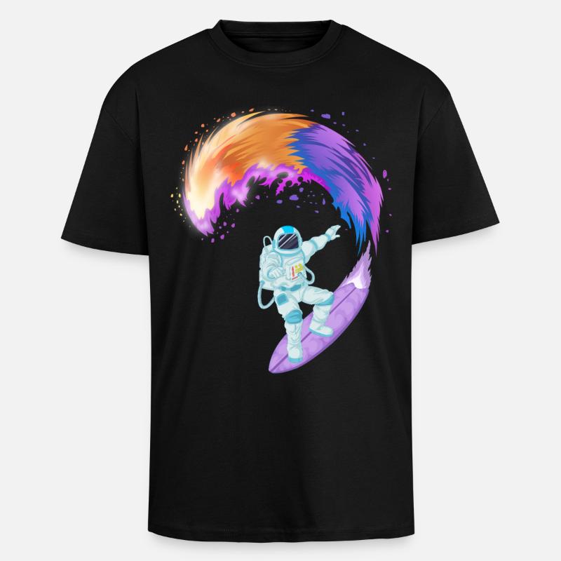 Chemise spatiale de surf d’astronaute - T-shirt unisexe oversize épais - noir