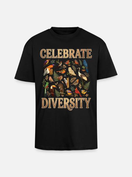 Celebrate Bird Diversity Birds Nature - Unisex Oversized Heavyweight T-shirt - black