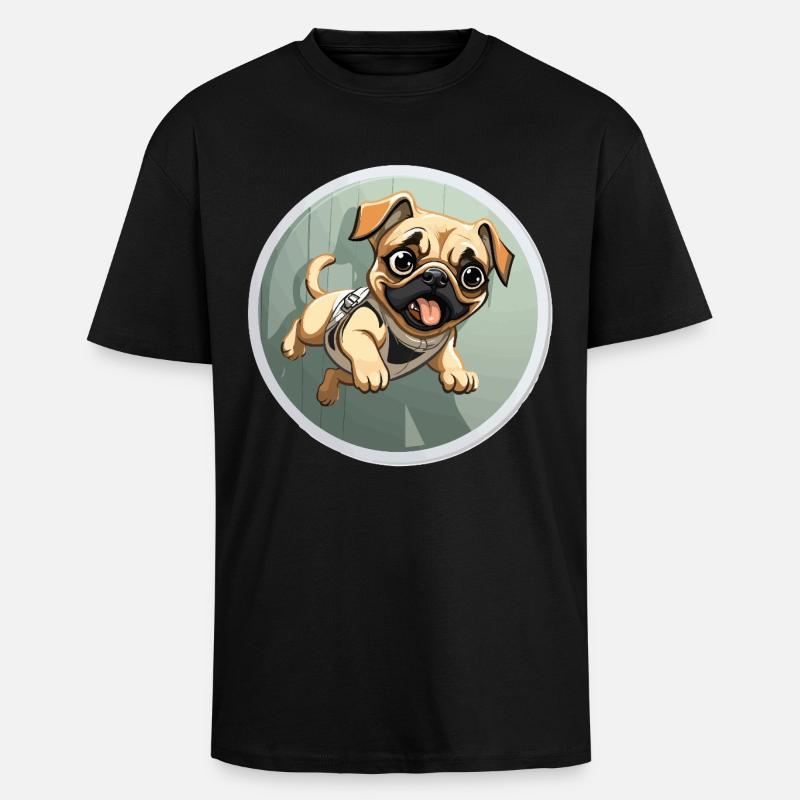 Squeaking Pug Sprinter - Unisex Oversized Heavyweight T-shirt - black