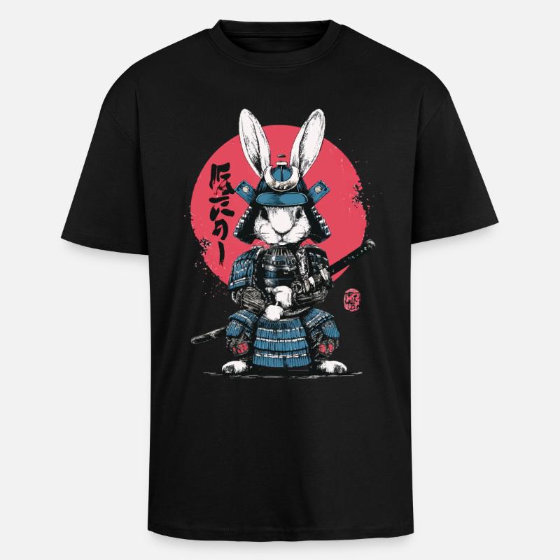 Bunny Samurai in Armor - Unisex Oversized Heavyweight T-shirt - black