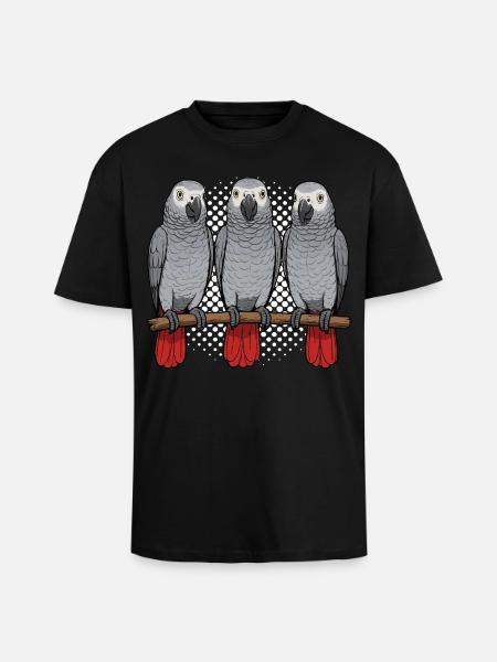 Graupapagei Papagei Papageibesitzer Papageihalter - Oversized Heavyweight Unisex T-Shirt - Schwarz