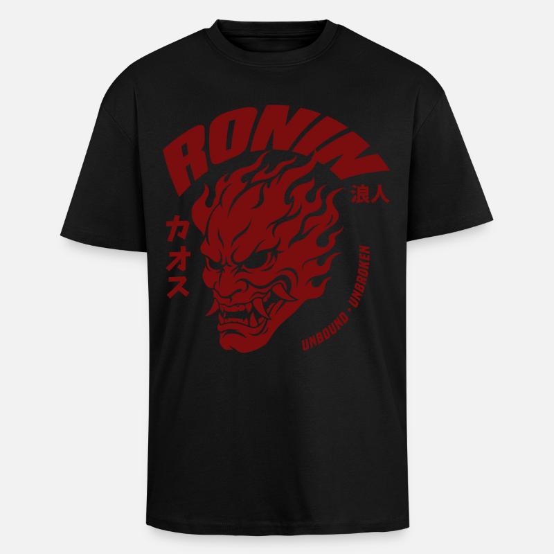 Ronin Oni Biker  - Oversized Heavyweight Unisex T-Shirt - Schwarz