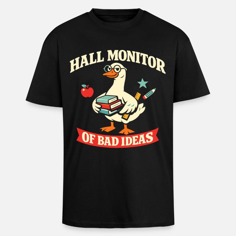Gans mit Schulhumor - Oversized Heavyweight Unisex T-Shirt - Schwarz