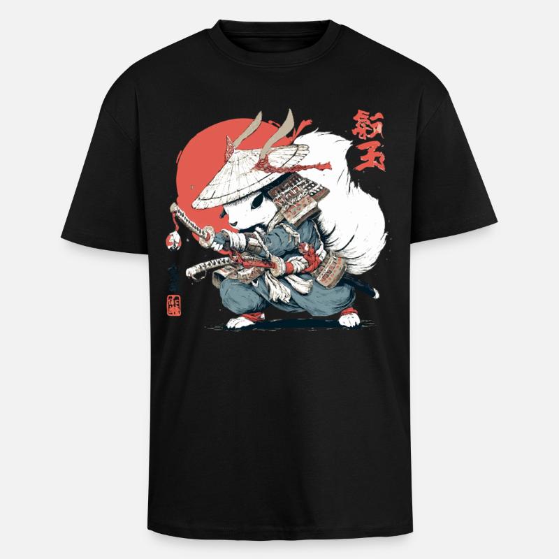 Samurai-Eichhörnchen, japanischer Krieger, Ukiyo-e-Stil Su - Oversized Heavyweight Unisex T-Shirt - Schwarz