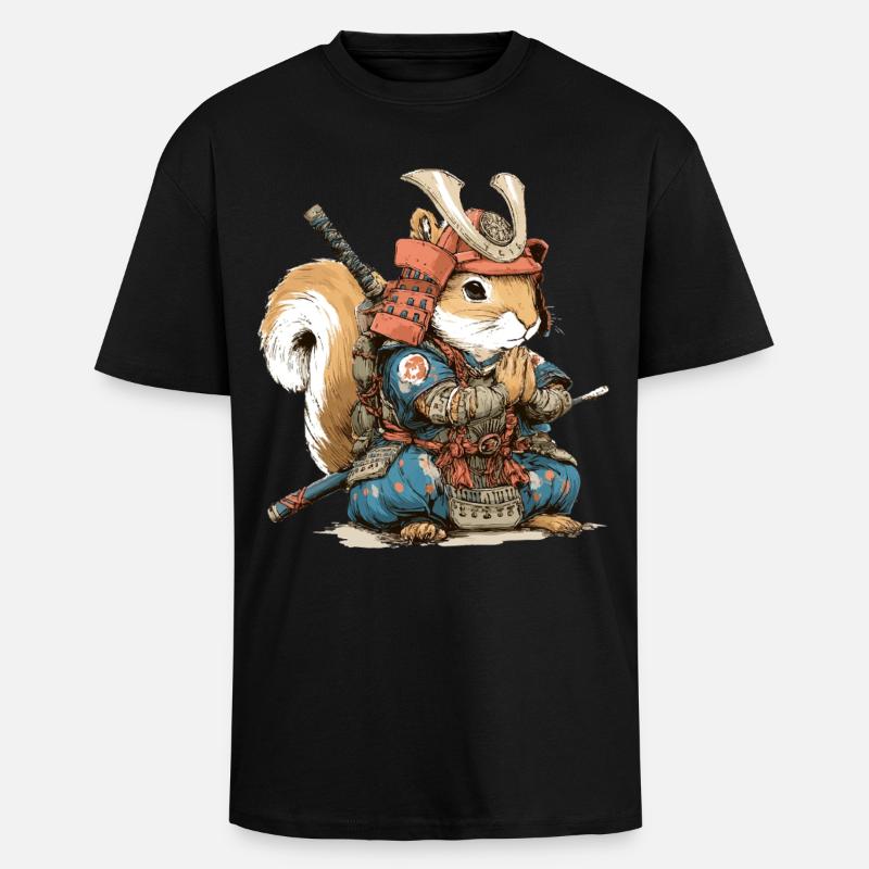 Squirrel Samurai Armor - Unisex Oversized Heavyweight T-shirt - black