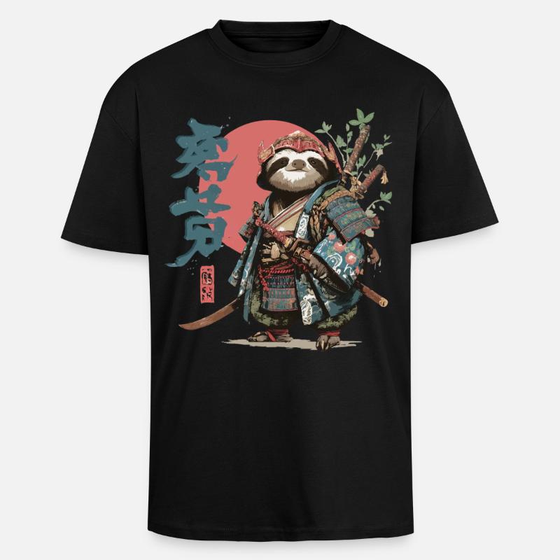 Samurai Sloth Warrior - Unisex Oversized Heavyweight T-shirt - black