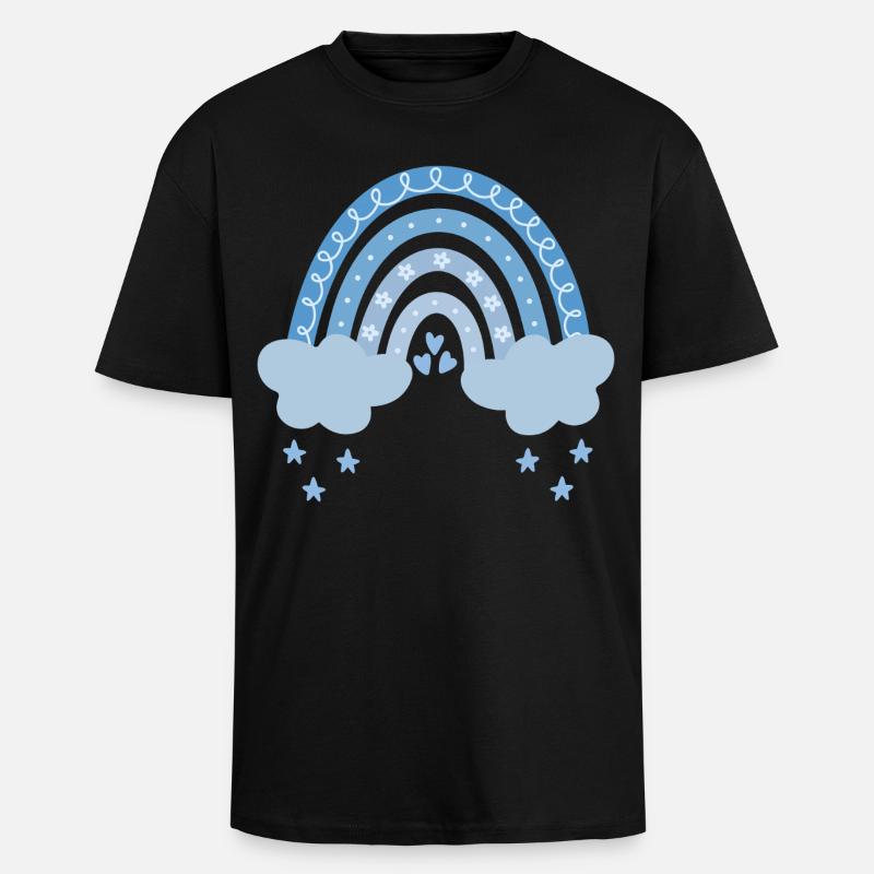 Rainbow with clouds - Unisex Oversized Heavyweight T-shirt - black