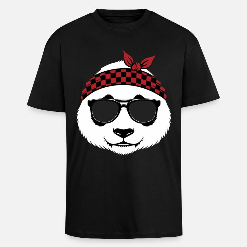 Cooler Panda Bär Sonnenbrille - Oversized Heavyweight Unisex T-Shirt - Schwarz