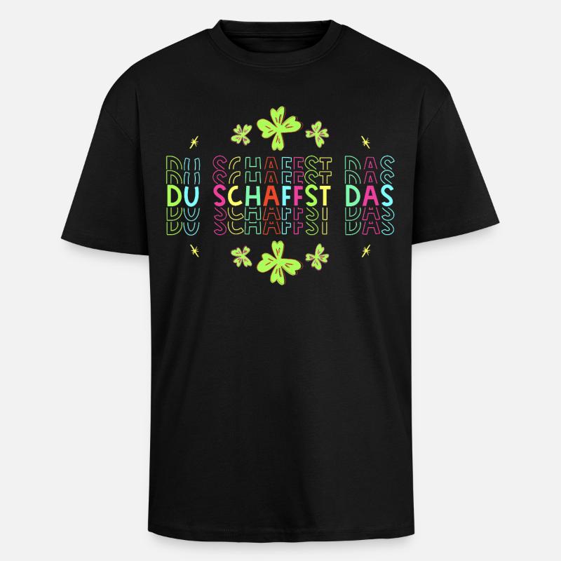 Du schaffst das! Glücksbringer Glücksklee neon - Oversized Heavyweight Unisex T-Shirt - Schwarz