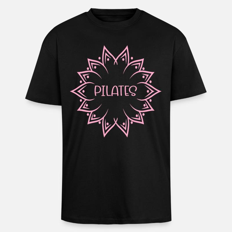 Pilates Blume - Oversized Heavyweight Unisex T-Shirt - Schwarz