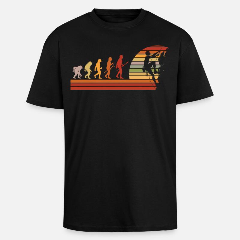 Evolution des Kletterns Retro Design - Oversized Heavyweight Unisex T-Shirt - Schwarz