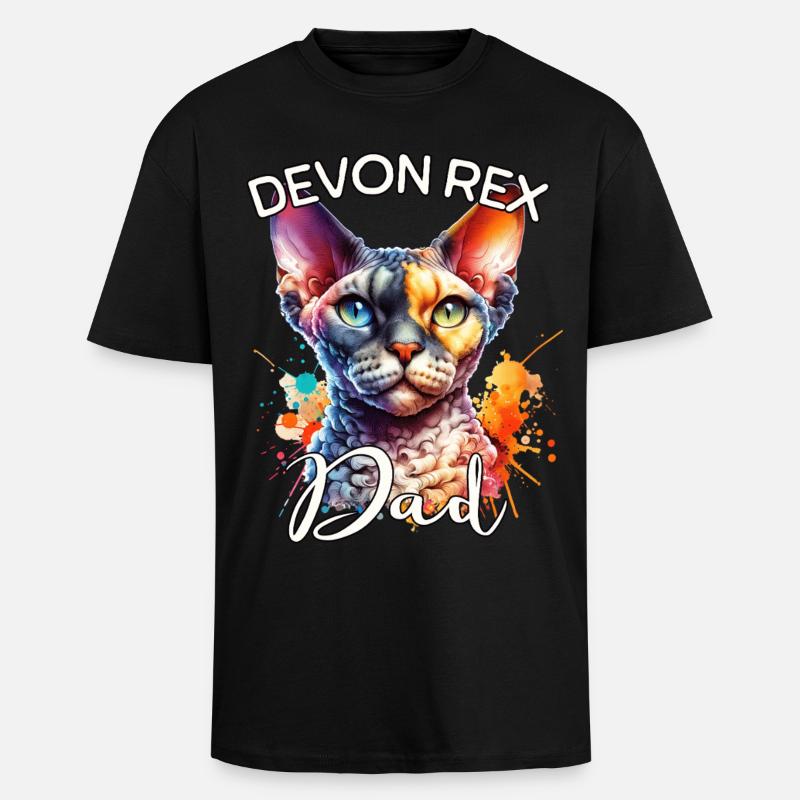 Devon Rex Dad - Unisex Oversized Heavyweight T-shirt - black
