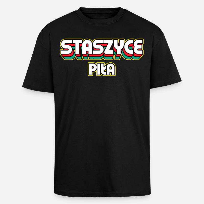 Staszyce Piła. Retro District Name - Unisex Oversized Heavyweight T-shirt - black