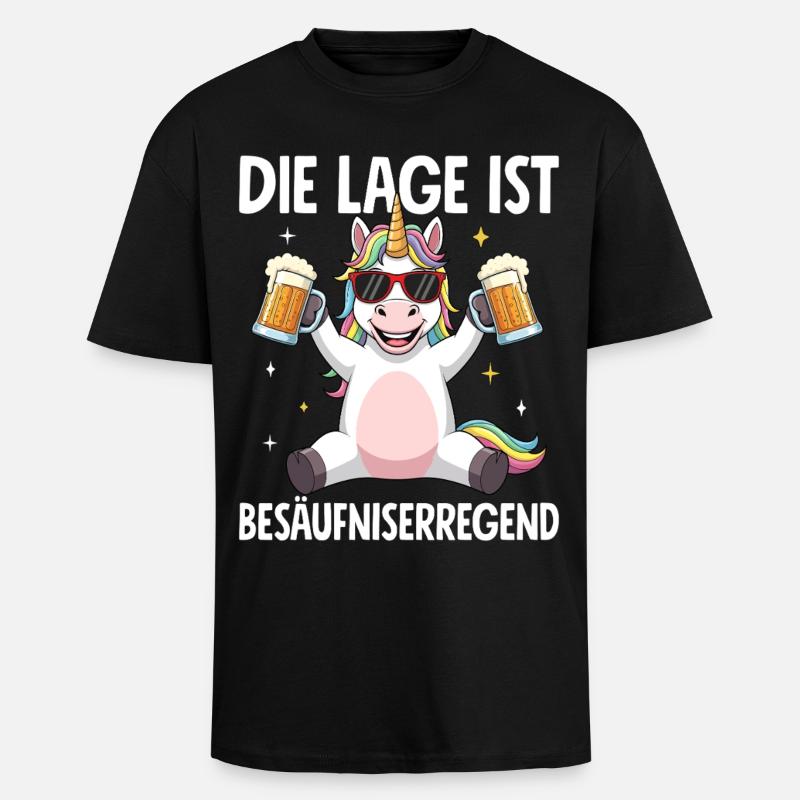 Die Lage Ist Besäufniserregend - Oversized Heavyweight Unisex T-Shirt - Schwarz