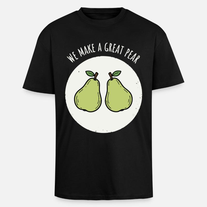 Pear Pair - Unisex Oversized Heavyweight T-shirt - black
