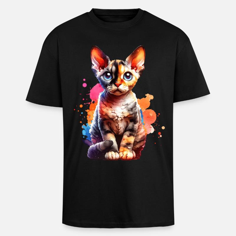 Devon Rex Geschenk - Oversized Heavyweight Unisex T-Shirt - Schwarz