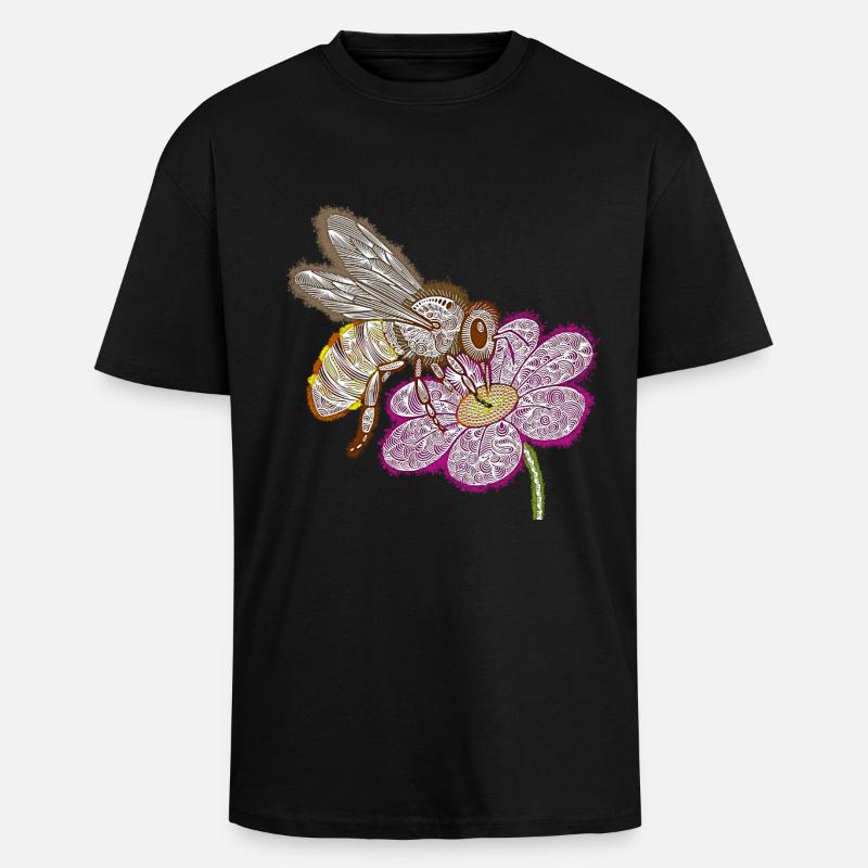 Zentangle Bee - T-shirt unisexe oversize épais - noir
