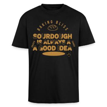 Sauerteig ist immer eine gute Idee, Bliss-Brot zu backen - Oversized Heavyweight Unisex T-Shirt - Schwarz - Vorne - Alina (178cm) & Michal (187cm)