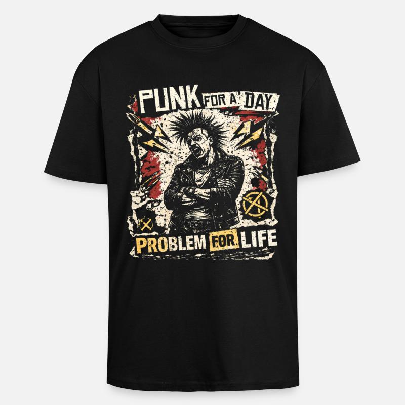 Punk For A Day - Unisex Oversized Heavyweight T-shirt - black