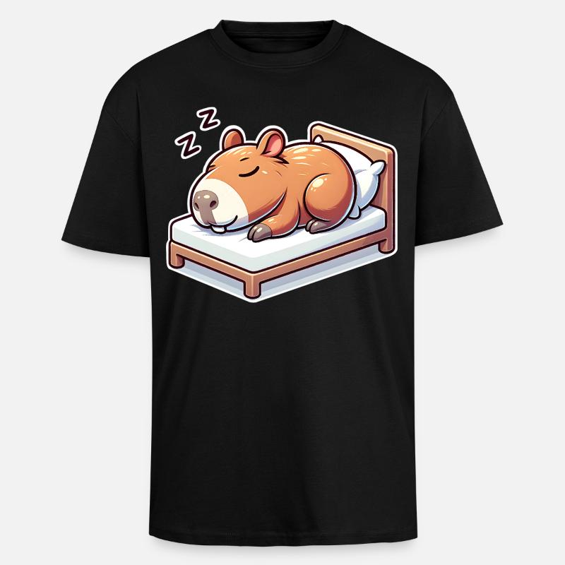 Sleeping Capybara - Unisex Oversized Heavyweight T-shirt - black