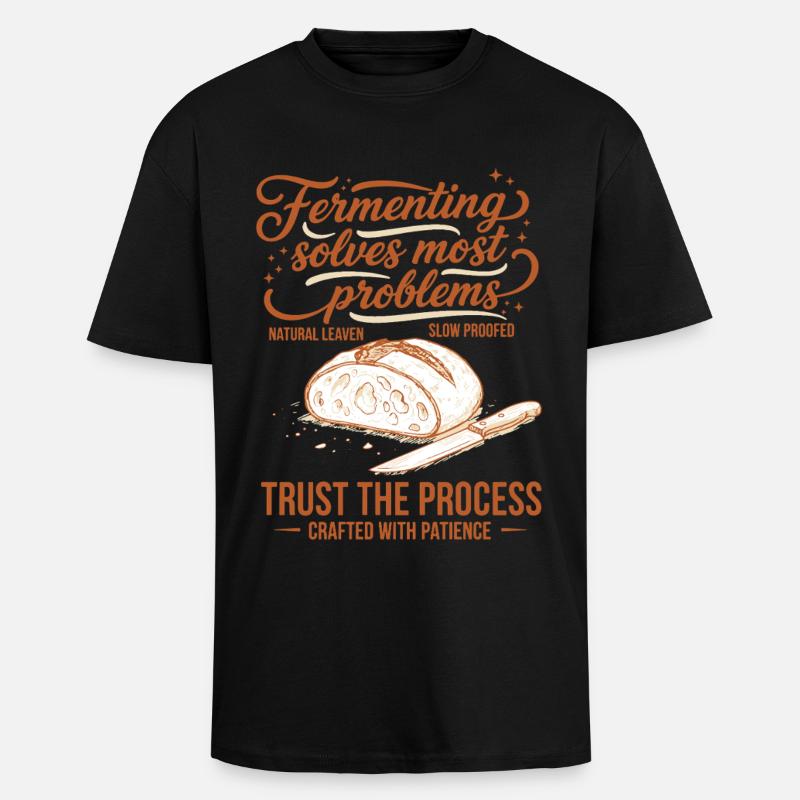 Sauerteigfermentation löst Probleme - Oversized Heavyweight Unisex T-Shirt - Schwarz