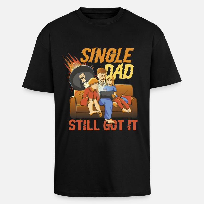 Single Dad Single Dad - Unisex Oversized Heavyweight T-shirt - black
