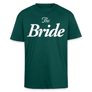 the bride - Unisex Oversized Heavyweight T-shirt - hunter green - Front - Alina (178cm) & Michal (187cm)
