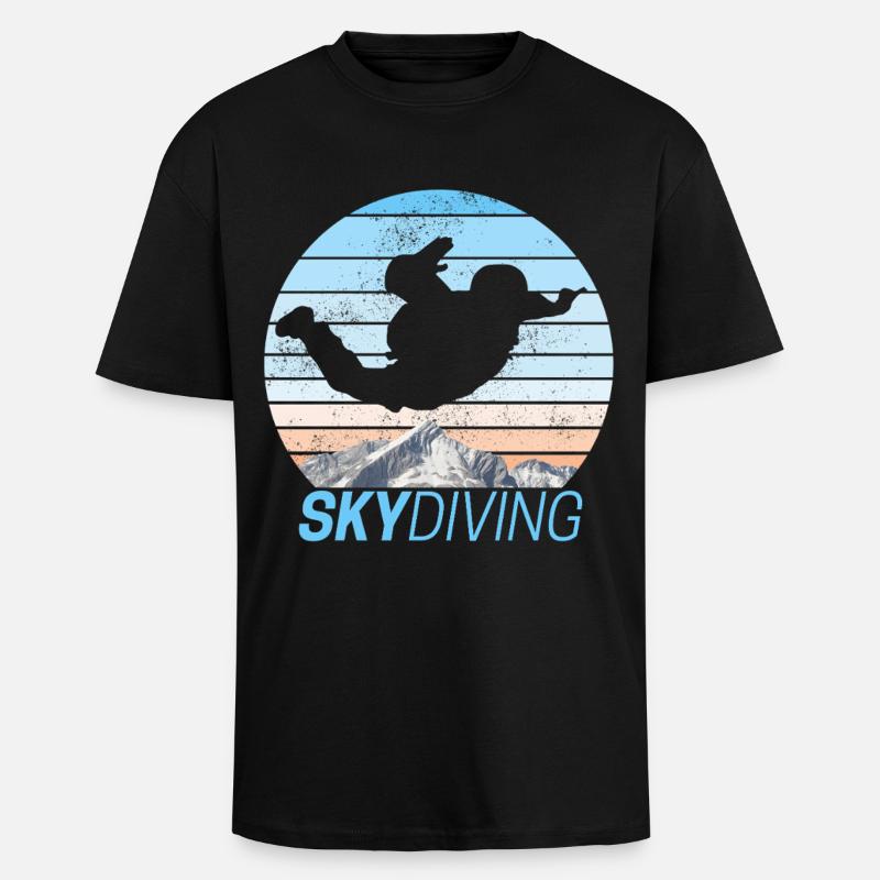 Skydiving Skydiving Sunset - Unisex Oversized Heavyweight T-shirt - black