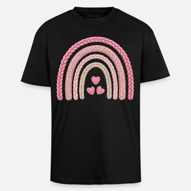 Regenbogen Rosa Strickmuster - Oversized Heavyweight Unisex T-Shirt - Schwarz
