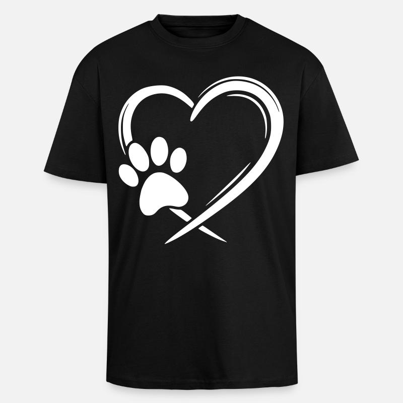 Pfote Herz - Oversized Heavyweight Unisex T-Shirt - Schwarz