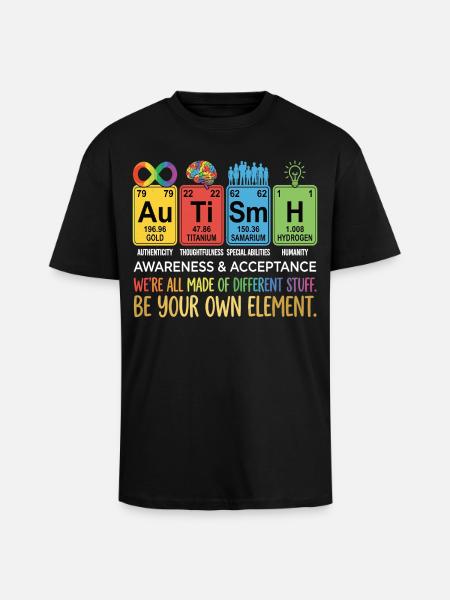 Autism Awareness Chemistry Neurodiversity - Unisex Oversized Heavyweight T-shirt - black