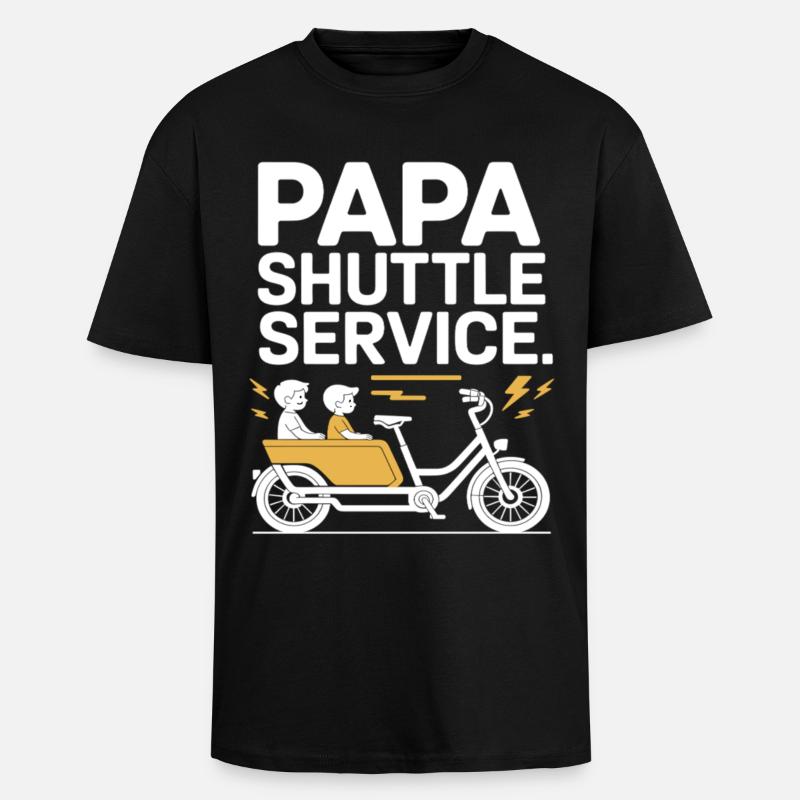 Papa Shuttle Service Vélo cargo Papa - T-shirt unisexe oversize épais - noir