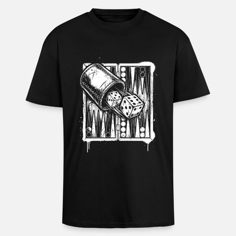 Backgammon | Board Game | Gift - Unisex Oversized Heavyweight T-shirt - black
