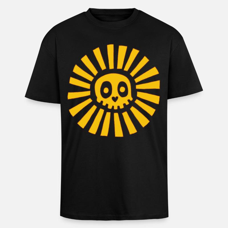 Sunny Skull - Oversized Heavyweight Unisex T-Shirt - Schwarz