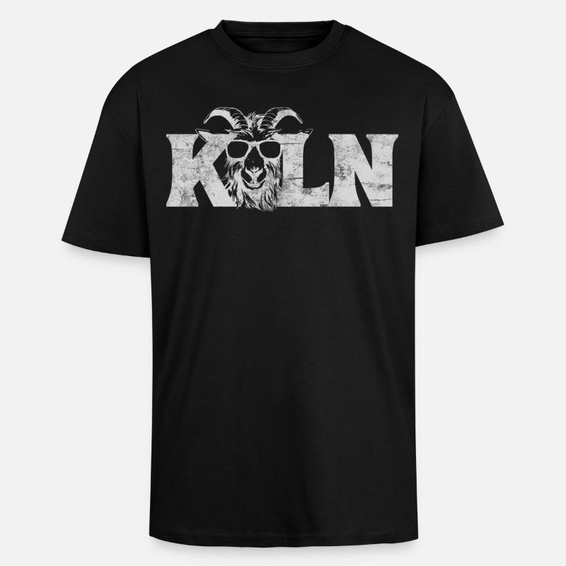 Lettrage de Cologne Geissbock - T-shirt unisexe oversize épais - noir