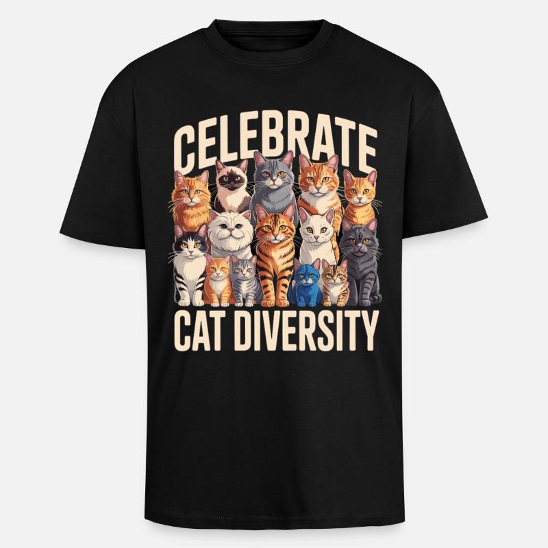 Celebrate Cat Diversity Katzen - Oversized Heavyweight Unisex T-Shirt - Schwarz
