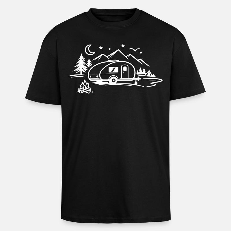 Camping Camper - Oversized Heavyweight Unisex T-Shirt - Schwarz