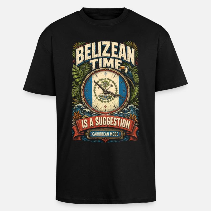 Belize Belizean Root - Unisex Oversized Heavyweight T-shirt - black