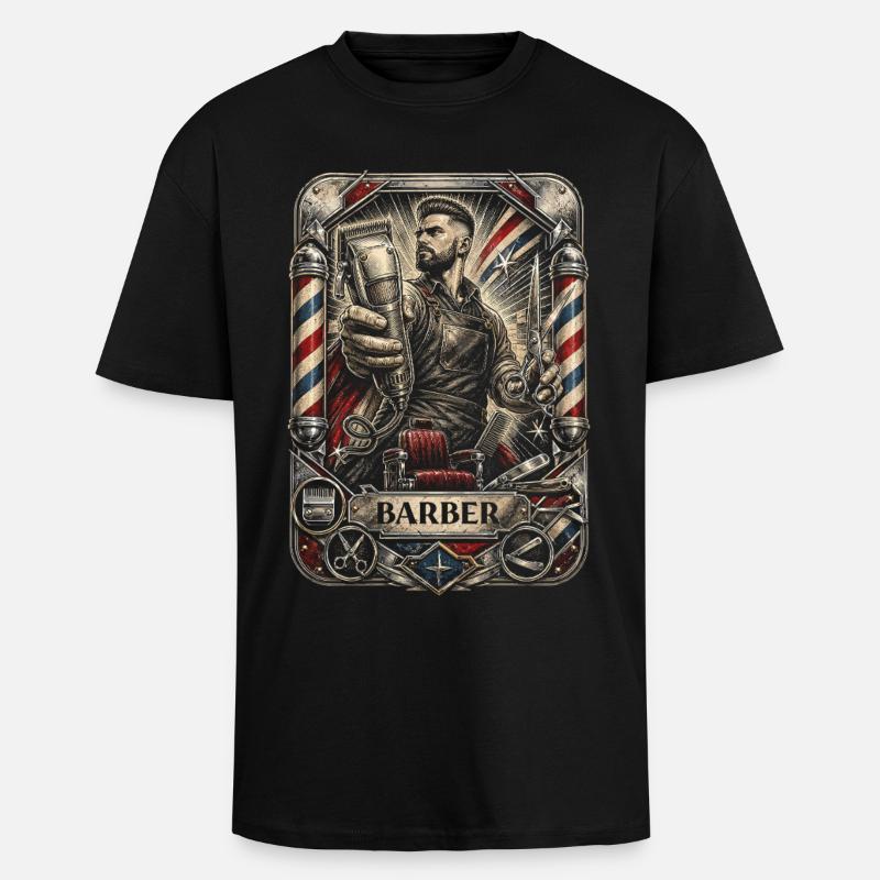 Barber Barbier - T-shirt unisexe oversize épais - noir
