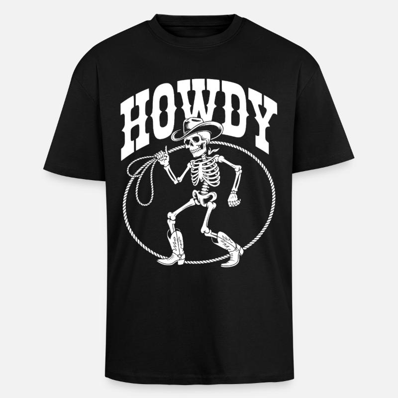Line Dance Howdy Skeleton - Unisex Oversized Heavyweight T-shirt - black